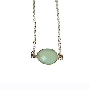 Blue Chalcedony Silver Bezel Pendant Necklace